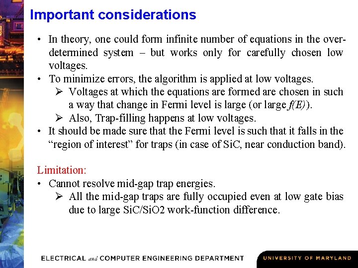 Important considerations • In theory, one could form infinite number of equations in the