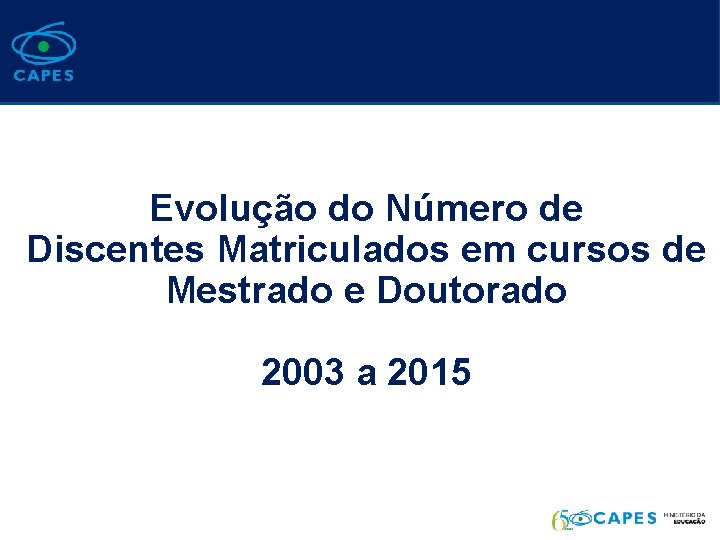 Evolução do Número de Discentes Matriculados em cursos de Mestrado e Doutorado 2003 a