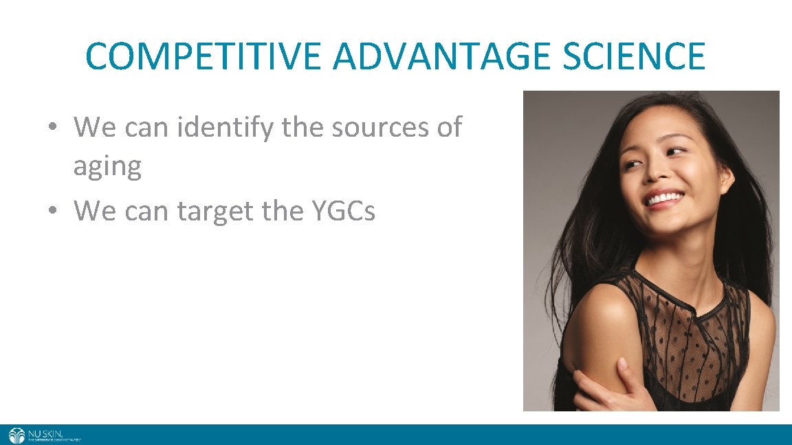 COMPETITIVE ADVANTAGE SCIENCE • We can identify the sources of aging • We can