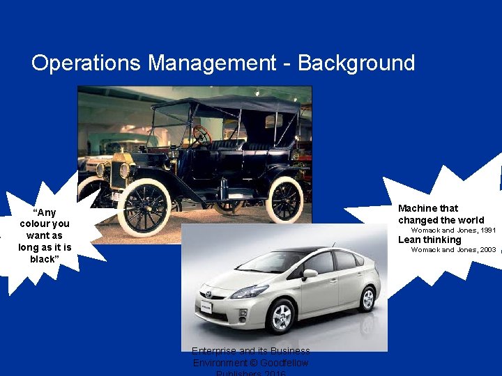 Operations Management - Background Machine that changed the world “Any colour you want as