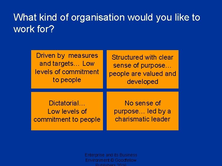 What kind of organisation would you like to work for? Driven by measures and