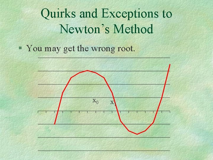 Quirks and Exceptions to Newton’s Method § You may get the wrong root. x Quirks and Exceptions to Newton’s Method § You may get the wrong root. x