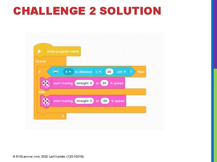 CHALLENGE 2 SOLUTION © EV 3 Lessons. com, 2020 Last Update: (12/21/2019) 