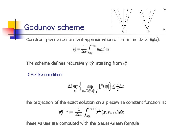 Godunov scheme Construct piecewise constant approximation of the initial data The scheme defines recursively
