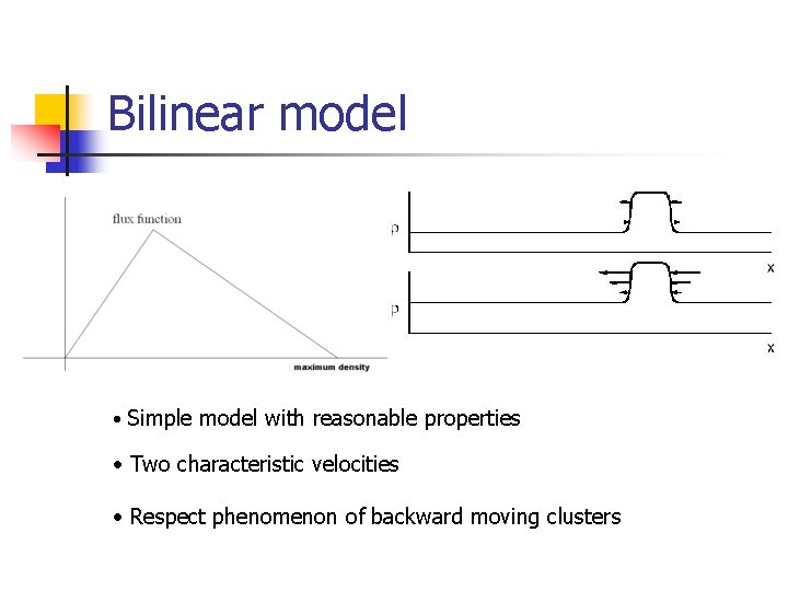 Bilinear model • Simple model with reasonable properties • Two characteristic velocities • Respect