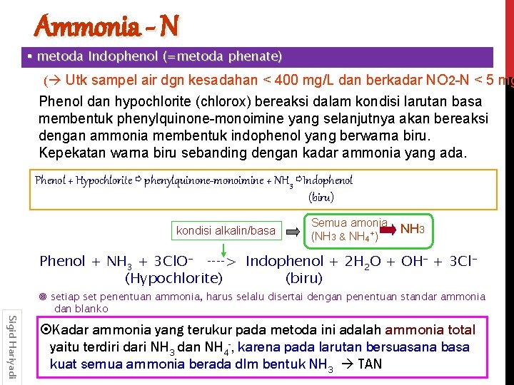 Ammonia - N § metoda Indophenol (=metoda phenate) ( Utk sampel air dgn kesadahan