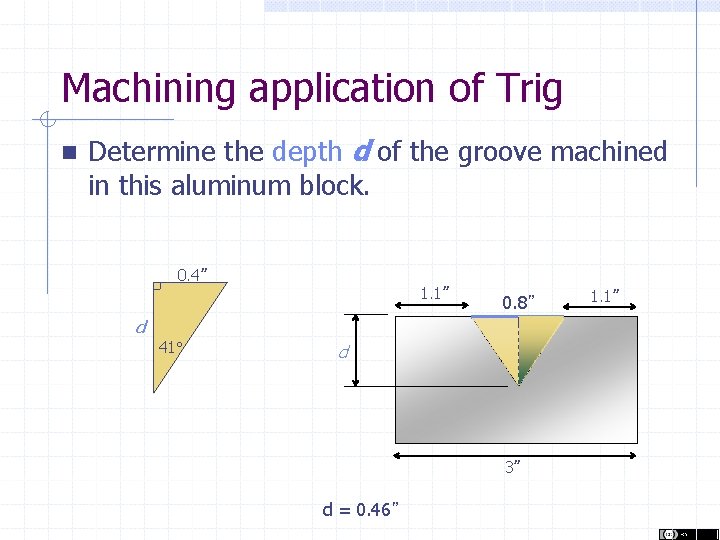 Machining application of Trig Determine the depth d of the groove machined in this