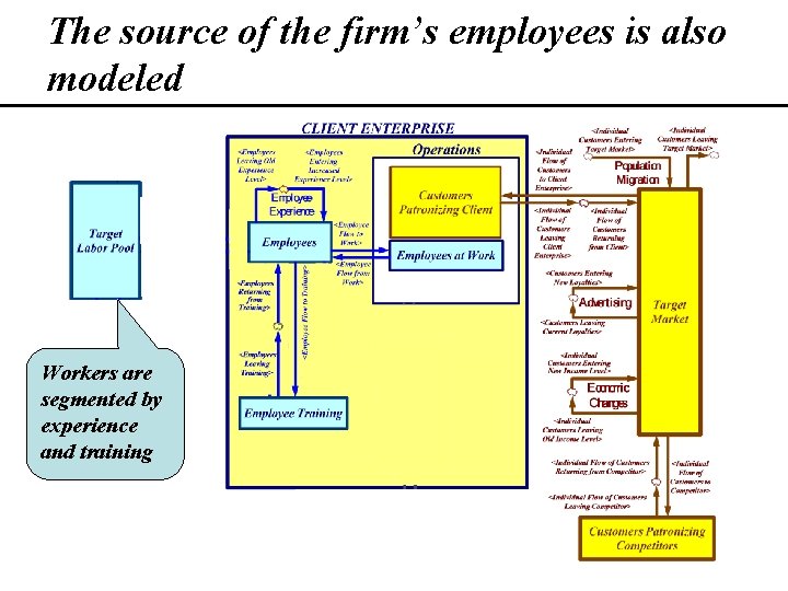 The source of the firm’s employees is also modeled Workers are segmented by experience