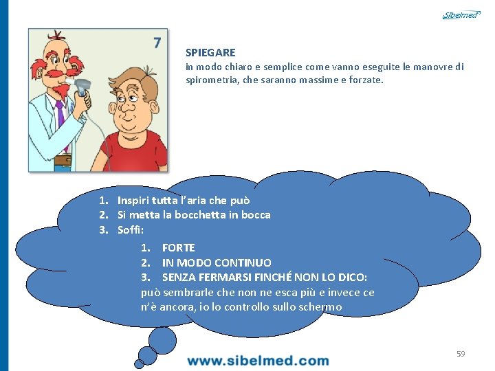 SPIEGARE in modo chiaro e semplice come vanno eseguite le manovre di spirometria, che