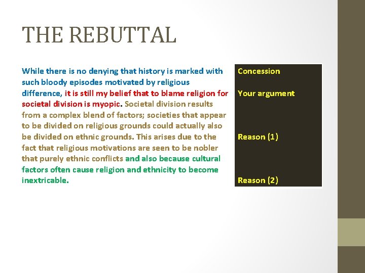 THE REBUTTAL While there is no denying that history is marked with such bloody