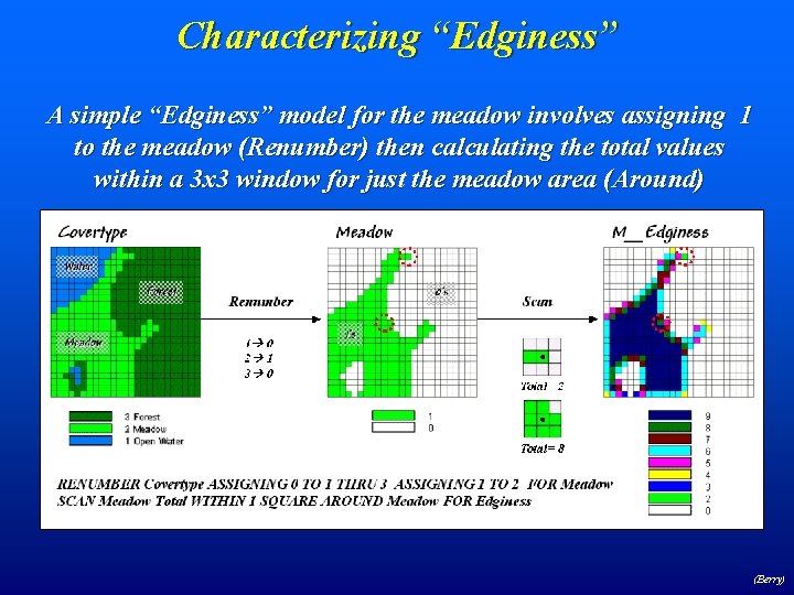 Characterizing “Edginess” A simple “Edginess” model for the meadow involves assigning 1 to the