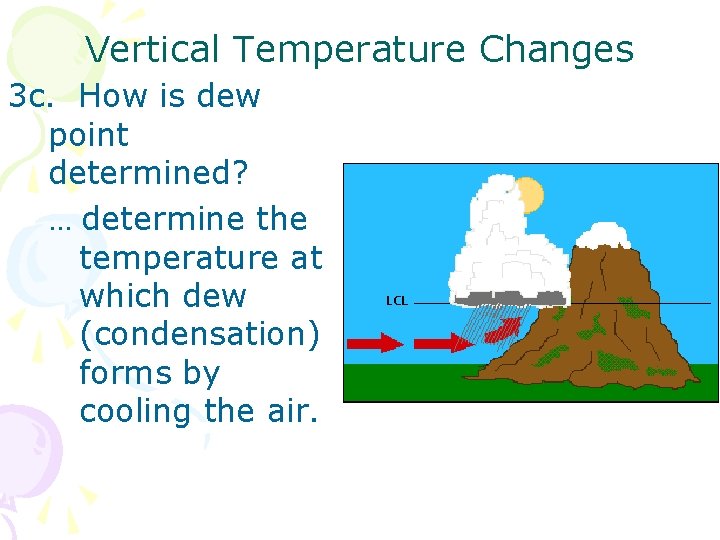 Vertical Temperature Changes 3 c. How is dew point determined? … determine the temperature