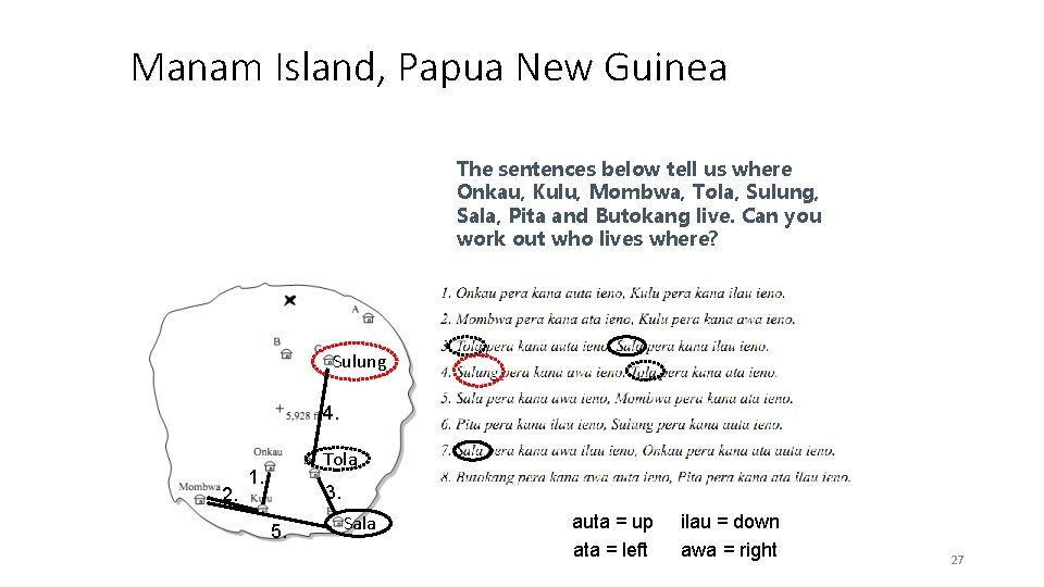 Manam Island, Papua New Guinea uklo. org The sentences below tell us where Onkau,