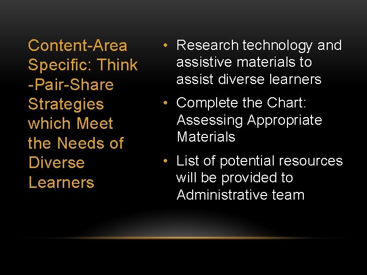 Content-Area Specific: Think -Pair-Share Strategies which Meet the Needs of Diverse Learners • Research