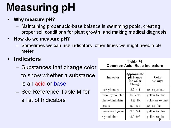 Measuring p. H • Why measure p. H? – Maintaining proper acid-base balance in