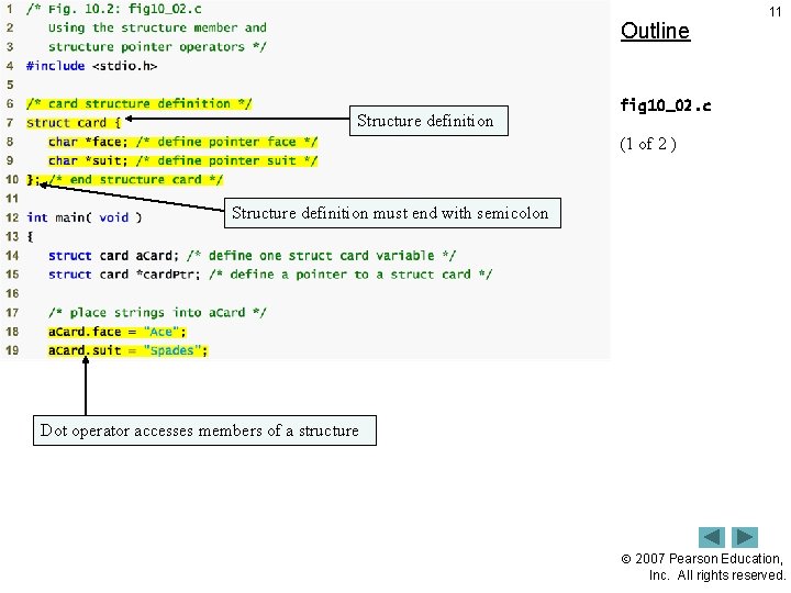 Outline Structure definition 11 fig 10_02. c (1 of 2 ) Structure definition must
