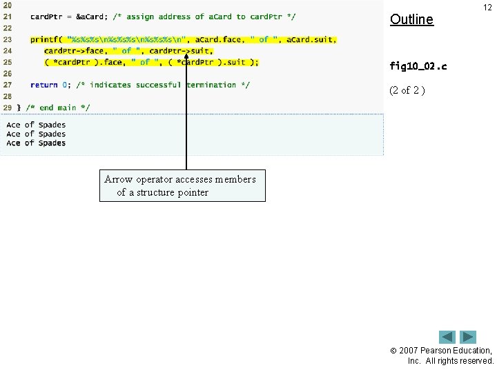 Outline 12 fig 10_02. c (2 of 2 ) Arrow operator accesses members of