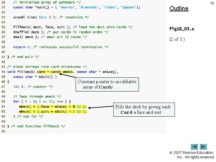 Outline 18 fig 10_03. c (2 of 3 ) Constant pointer to modifiable array