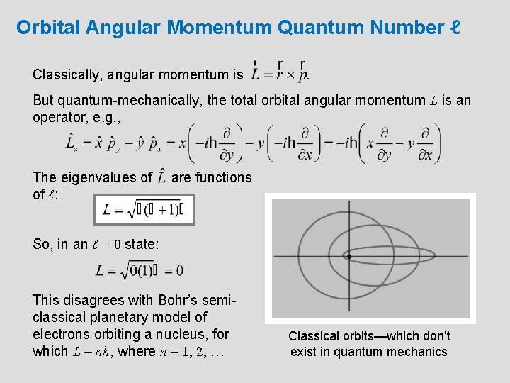 Orbital Angular Momentum Quantum Number ℓ Classically, angular momentum is . But quantum-mechanically, the