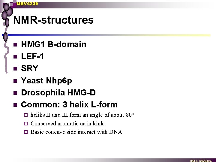 MBV 4230 NMR-structures n n n HMG 1 B-domain LEF-1 SRY Yeast Nhp 6