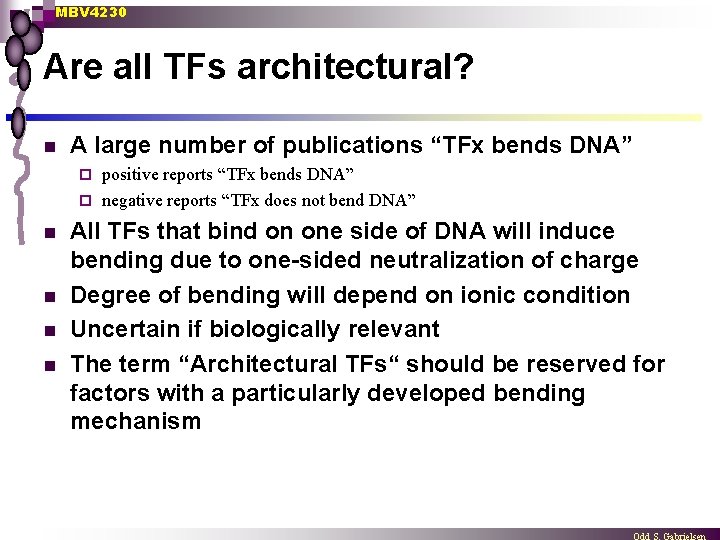 MBV 4230 Are all TFs architectural? n A large number of publications “TFx bends