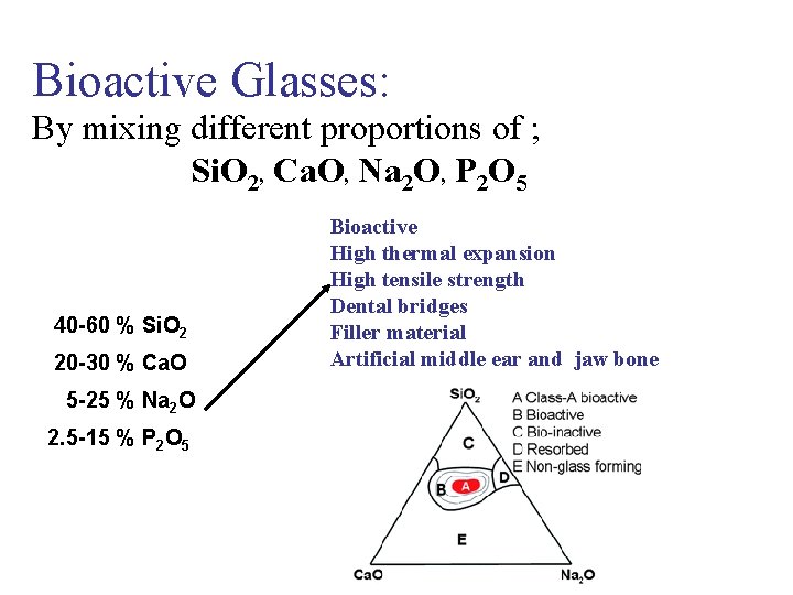 Bioactive Glasses: By mixing different proportions of ; Si. O 2, Ca. O, Na