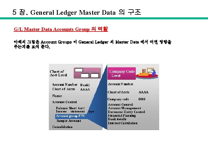 5 장. General Ledger Master Data 의 구조 G/L Master Data Accounts Group 의