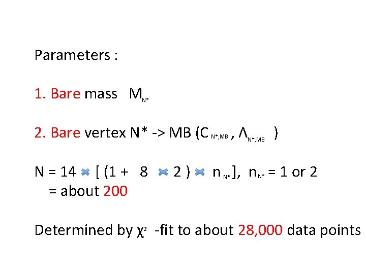 Parameters : 1. Bare mass M N* 2. Bare vertex N* -> MB (C