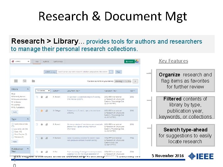 Research & Document Mgt Research > Library… provides tools for authors and researchers to