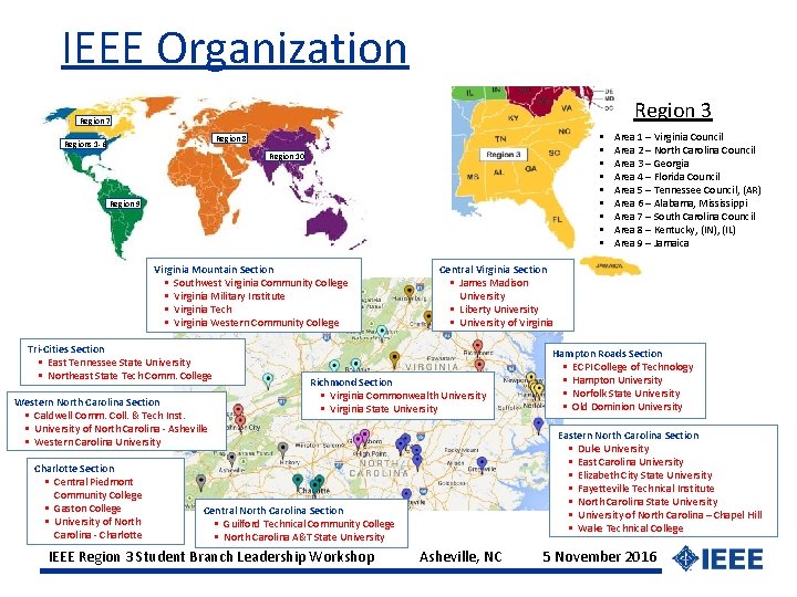 IEEE Organization Region 3 Region 7 Region 8 Regions 1 -6 Region 10 Region