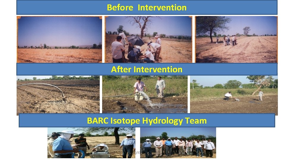 Before Intervention After Intervention BARC Isotope Hydrology Team Copyright 2009, BARC 