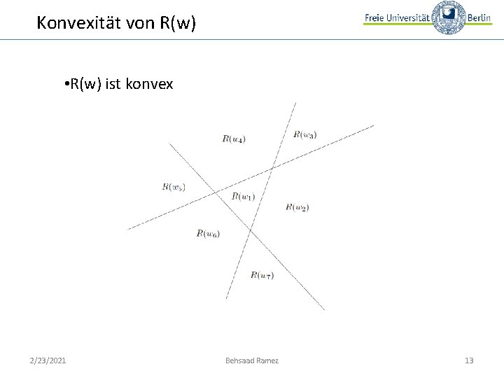 Konvexität von R(w) • R(w) ist konvex 2/23/2021 Behsaad Ramez 13 