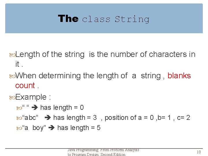 The class String Length of the string is the number of characters in it.