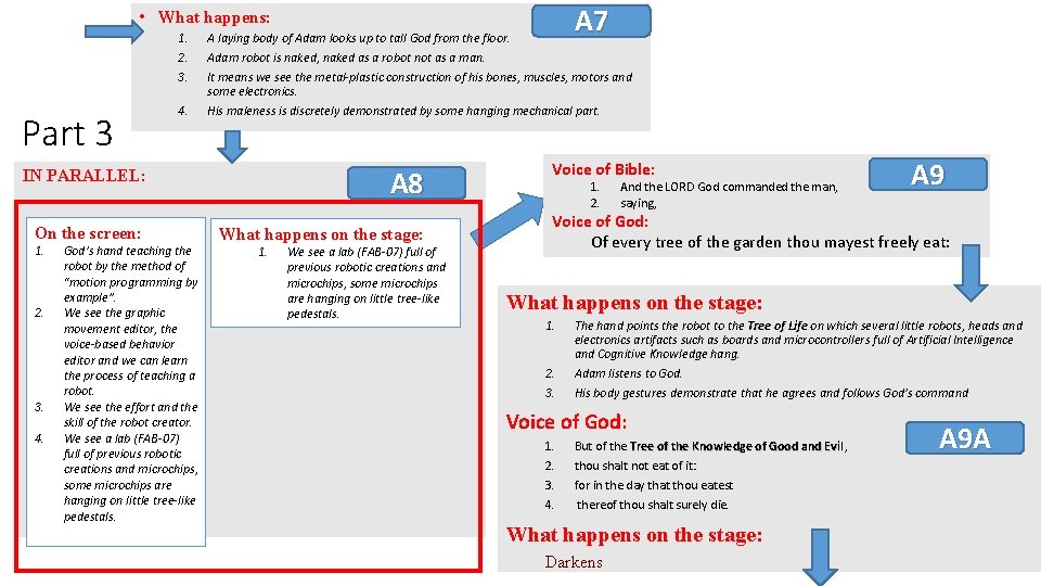 A 7 • What happens: 1. 2. 3. Part 3 4. A laying body