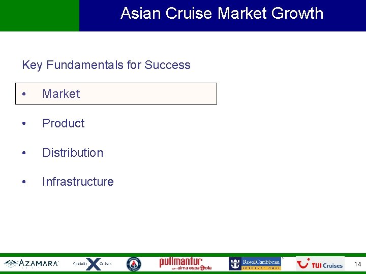 Asian Cruise Market Growth Key Fundamentals for Success • Market • Product • Distribution