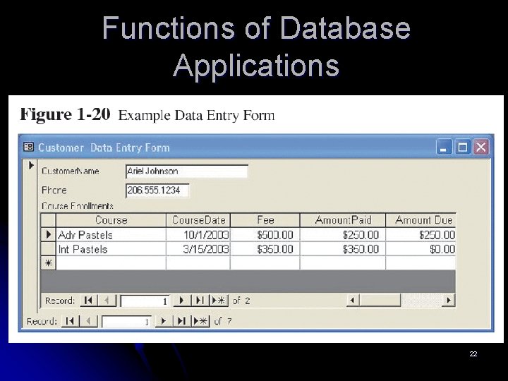 Functions of Database Applications 22 