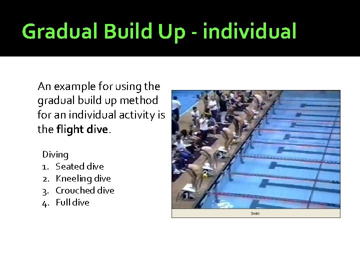 Gradual Build Up - individual An example for using the gradual build up method