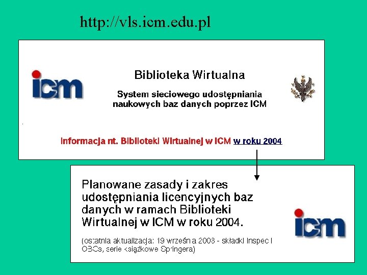 http: //vls. icm. edu. pl Planowane zasady, zakres licencji i koszty w roku 2004