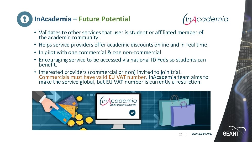 In. Academia – Future Potential • Validates to other services that user is student