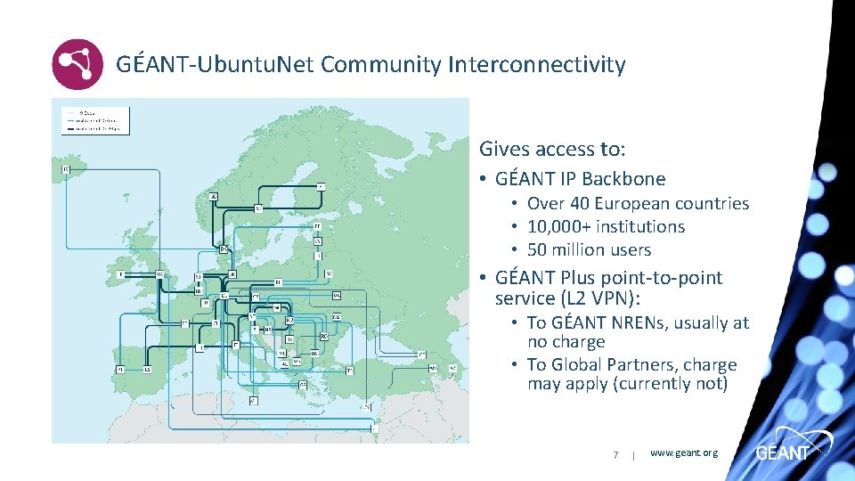 GÉANT-Ubuntu. Net Community Interconnectivity Gives access to: • GÉANT IP Backbone • Over 40