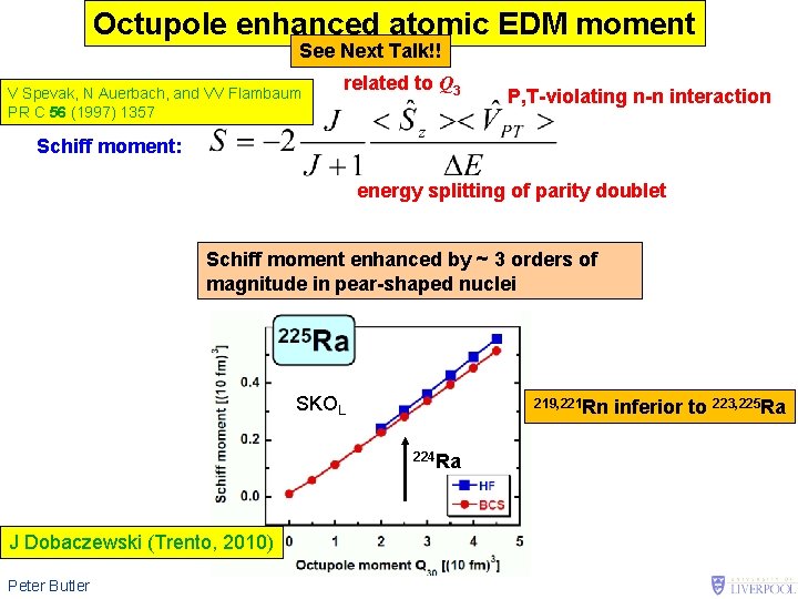 Octupole enhanced atomic EDM moment See Next Talk!! V Spevak, N Auerbach, and VV