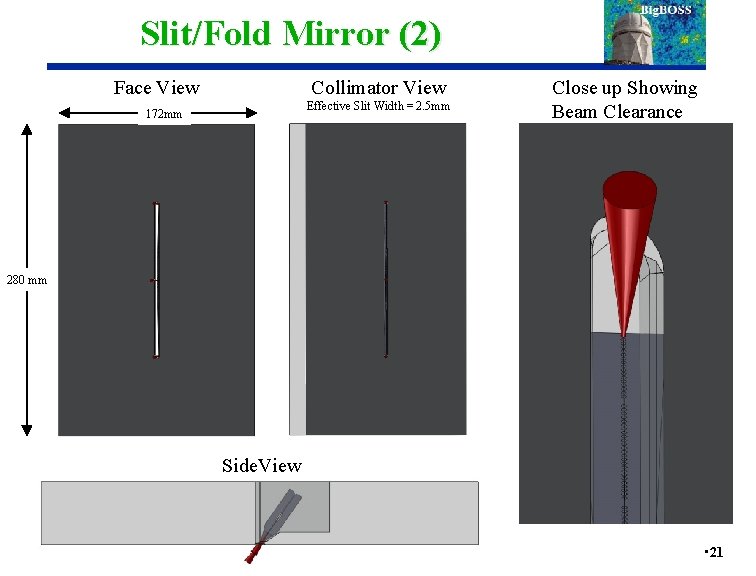 Slit/Fold Mirror (2) Face View Collimator View Effective Slit Width = 2. 5 mm