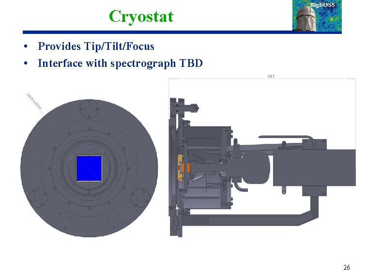 Cryostat • Provides Tip/Tilt/Focus • Interface with spectrograph TBD 26 