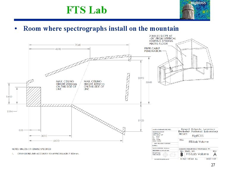 FTS Lab • Room where spectrographs install on the mountain 27 