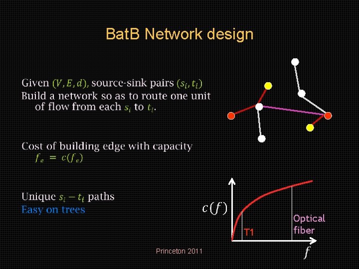 Bat. B Network design • T 1 Princeton 2011 Optical fiber 