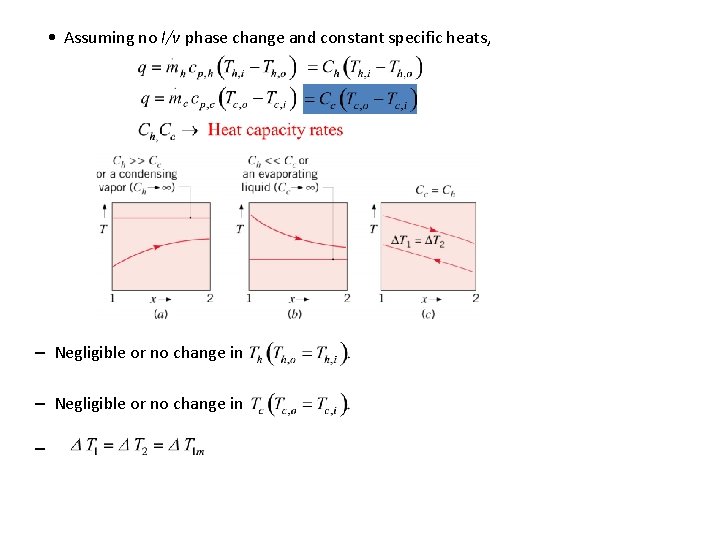  • Assuming no l/v phase change and constant specific heats, – Negligible or
