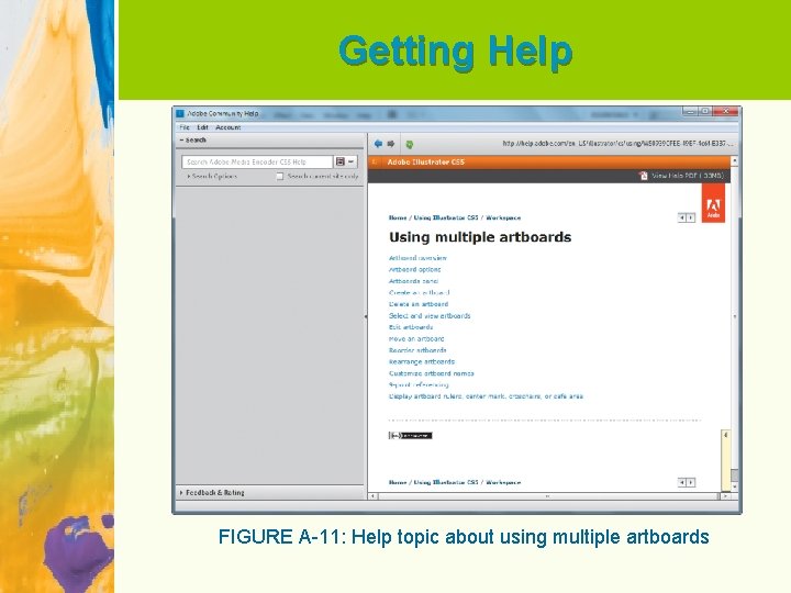 Getting Help FIGURE A-11: Help topic about using multiple artboards 