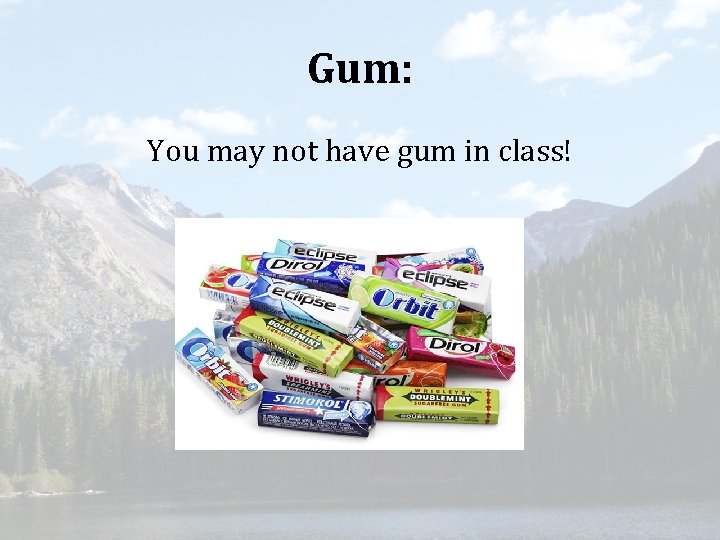 Gum: You may not have gum in class! 