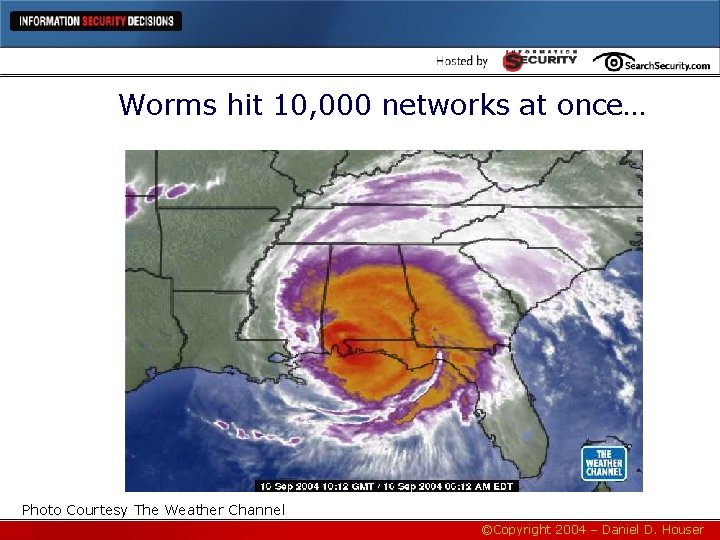 Worms hit 10, 000 networks at once… Photo Courtesy The Weather Channel ©Copyright 2004