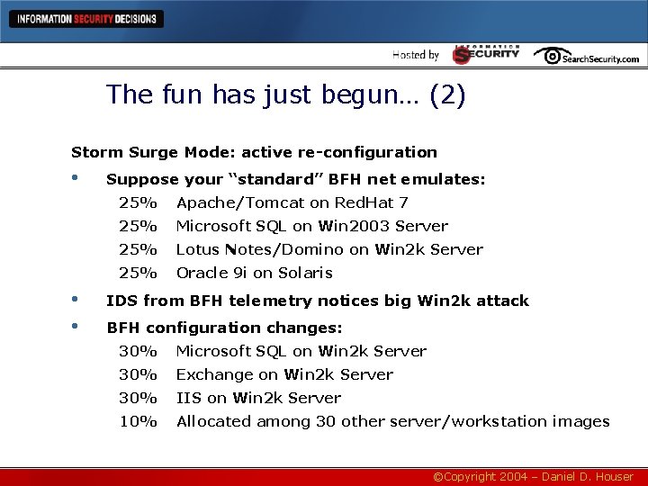 The fun has just begun… (2) Storm Surge Mode: active re-configuration • • •